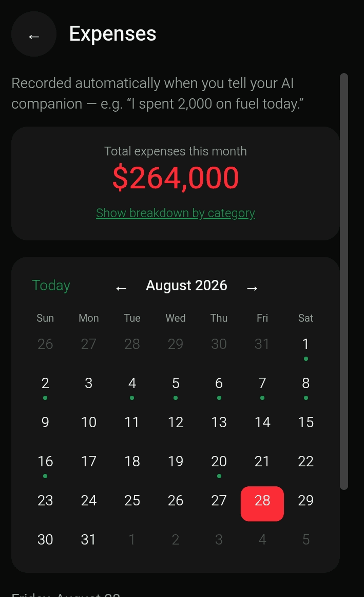Spending, tracked as you go